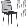 Outsunny Set 4 Sedie da Giardino in PP con Schienale Ergonomico, Sedie per Pranzo da Esterno in Metallo, da Patio, Balcone, Terrazza, Esterno, 46x51x84.5cm, Nero