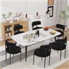 YU YUSING Set di 6 Sedia da Pranzo, Schienale Imbottita, Tessuto Teddy, Sedie Sala da Pranzo, Sedie Cucina con Gambe in Metallo, Adatto Soggiorno, Cucina e Camera Letto, Design Vintage Moderno, Nero