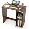 COSTWAY Scrivania per Computer in Legno con 2 Ripiani per Ambienti Piccoli, Scrivania Moderna e Salvaspazio da Casa e Ufficio, 80 x 40 x 74 cm (Marrone)