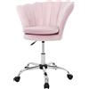 ML DESIGN modern living ML-Design Sedia da Trucco in Velluto Rosa Chiaro con Schienale a Conchiglia Struttura in Metallo Poltrona da Toeletta Poltroncina Imbottita da Scrivania Ergonomica Regolabile in Altezza e Girevole