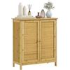 HOMCOM Mobile Credenza in Rattan e Bambù con Mensola Interna, Armadietto 2 Ante Stile Boho, 60x27x67.5 cm, Colore Naturale