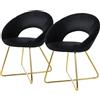 ML DESIGN modern living ML-Design Set 2 Sedie per Sala da Pranzo in Velluto Nero con Schienale Rotondo Poltroncina Imbottita da Cucina Salotto con Gambe in Metallo Oro Seduta Ergonomica Confortevole per Soggiorno 64x53x77 cm
