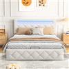 BLSYHDH Letto contenitore 140x200 con LED, letto imbottito con contenitore, letto imbottito LED idraulico, letto capitonné con contenitore, letto a due piazze con LED (Beige, 140x200)