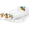 leomark letto per bambini in legno 140x70 cm, SMART lettino con cassetto, materasso e telaio, stampa colorata ORSACCHIOTO E API, mobili per bambini, attrezzatura stanza per bambino