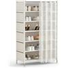 Generico Scarpiera 7 Ripiani con Tenda, Struttura in Metallo e Ripiani in Stoffa, 58x26x110 cm, Organizer Salvaspazio per Ingresso Camera Ripostiglio (bianco)