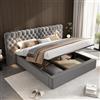 Oslghy Letto Imbottito 180x200, Letto Matrimoniale con LED Illuminazione e Spazio Contenitore, Letti Moderno Idraulico con Testiera Ampia e Morbida, Rete a Doghe, Grigio, Velluto, Senza Materasso