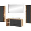 Planetmöbel set di mobili da bagno LUX 120 cm | rovere oro / antracite SENZA lavabo con 2x mobile laterale rovere oro / antracite