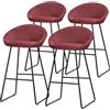 ML DESIGN modern living ML-Design Set di 4 Sgabelli da Bar Rosso, Rivestimento in Tessuto, 75 cm, con Struttura in Metallo, Schienale Curvo, Poggiapiedi, Poltrone Ergonomiche da Bar, Sedie Alte da Cucina Bistrot o Bancone