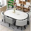 Generic Set da pranzo ovale da 7 pezzi per 6 sedie, tavolo da pranzo e da caffè moderno, mobili per cucina, soggiorno e sala riunioni