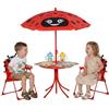 Outsunny Tavolo da Picnic per Bambini, Set Tavolo e Sedie con 2 Sedie Pieghevoli e Ombrellone Removibile, Tema Rana, Set da Esterno per Giardino, Patio, Rosso