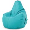 Green Bean© Poltrona a sacco con schienale 80x70x90cm - Sedia Gaming 230 litri di imbottitura accogliente, morbida, e lavabile - Cuscino pavimento Pouf Sgabello Poltrona da gioco Relax Acquamarina