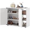 COSTWAY Mobiletto per Scarpe con Ante, Scaffale Porta Scarpe a 3 Ripiani con Mensole Regolabili, Organizzatore in Legno per Ingresso, Corridoio e Soggiorno, 80 x 31 x 64,5 cm (Bianco)