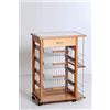 Totò Piccinni Carrellino in Legno da Cucina con Rotelle Mattonelle e Cestelli in Acciaio (con Cassetto e Bottigliera, Rovere)