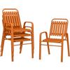Outsunny Set 4 Sedie da Giardino Impilabili con Schienale Alto e Braccioli, Sedie da Esterno in Plastica PP e Acciaio, da Patio, Balcone, Terrazza, Esterno e Interno, 56x66x91 cm, Arancione
