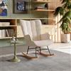 LIVLUX Poltrona a dondolo, sedia a dondolo con braccioli, sedia allattamento e gambe in legno massello, per soggiorno camera da letto, balcone giardino (beige A, 68 x 75 x 92 cm)