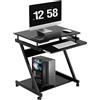 SogesHome Scrivania piccola scrivania per computer con 4 ruote, 2 di cui con freni, tavolo per PC a forma di Z con estrattore per tastiera per casa e ufficio, 60 x 48 cm