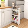 RELAX4LIFE Carrello Stretto 13cm/20cm con Ruote 360° e Freni, 4 Ripiani,Salvaspazio Portaoggetti Ultra Sottile e per Cucina, Bagno (Marrone+Bianco, 48x13x81 cm)