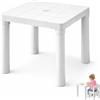 PALUPLUS Tavolino Quadrato Bianco in Plastica Rigida, Misura 50x50x47,5 cm, Tavolo da Gioco Basso, Gambe Removibili, Tavolino da Campeggio, Terrazzo, per Esterno ed Interno -9948C