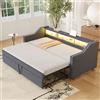 NovaFurnish Divano letto imbottito allungabile 90/180 x 190 cm, vano portaoggetti multifunzionale, luce LED e presa USB, con rete a doghe, grigio scuro