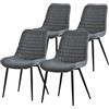 ML DESIGN modern living ML-Design Set di 4 Sedie per Sala da Pranzo Antracite Rivestimento in Materiale Sintetico Gambe in Metallo Nero Sedie da Cucina con Schienale Poltroncina da Soggiorno Poltrone Imbottite per Ufficio