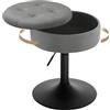WOLTU Sgabello Piccolo da Bar in Velluto e Metallo, Sedia da Pranzo con Vano Portaoggetti, Sgabello Rotondo Girevole, Altezza Regolabile tra 49,5-65cm, Grigio Scuro BH329dgr-1