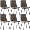JIJIAN Set 6 Sedie da Pranzo in Tessuto Tecnico, Marrone | Sedie Imbottite Moderne