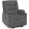 MCombo M MCommbo Poltrona relax con funzione reclinabile, Poltrona TV regolabile elettricamente, Tessuto ciniglia, USB e portabicchieri, Soggiorno, 7033 (Grigio)