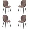 DEYARNA HOME Set di 4 Sedie da Sala da Pranzo Moderne, Sedie da Cucina Imbottite, Sedia da Pranzo in Lino con Gambe in Metallo (Marrone,motivo a rombi)