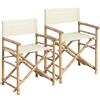 Brigros Estosa - Sedia regista in Bamboo con Telo in Cotone Bianco Set da 2-91x47x44 cm - Design Naturale e Confortevole, poltrona da giardino, poltrona in bamboo (Bianco)