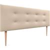 DHOME Testiera in Similpelle o Tessuto AQUALINE Pro con 2 file di bottoni e gambe Testiera imbottita Letto di Lusso (Similpelle Beige, 145x105cm (Letti 120/135/140))