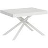 CasaArredoStudio, Tavolo Allungabile Karida, 120(224) x90 cm, Bianco Frassino con Gambe Incrociate Bianche, Made in Italy.