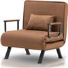 BAKAJI Poltrona Divano Letto Singolo Reclinabile 3 in 1, Sedia Convertibile in Chaise Lounge con Seduta Imbottita Morbida ed Ergonomica, Copertura Sfoderabile e Tessuto Traspirante (Marrone)