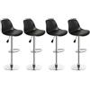 LANTUS Set di 4 Coppia Sgabello da Bar Moderno Sgabello Alto con schienale in Simipelle Sedia Alta da Cucina Regolabile Girevole--Nero-4pz