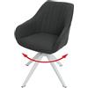 Mendler Sedia poltroncina girevole con braccioli elegante imbottita HWC-K27 tessuto - grigio scuro
