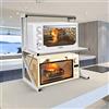 HUOLE Scaffalatura Mobile Scaffale Porta Spezie Microonde Struttura in Metallo con 2 Ripiani Mensole in Legno Organizer Mensola Porta Utensili Strumenti Cucina Design Moderno-65 * 54 * 30c- bianco