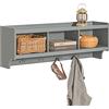 SoBuy Appendiabiti da parete Appendiabiti da ingresso Mensola pensile con 3 cesti e 4 ganci, grigio chiaro 100x25x35cm FHK28-HG