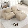 Bladez Divano moderno in corda modulare divano angolare a forma di L divano letto con pouf ottomano, senza montaggio, divani imbottiti cloud per soggiorno (beige, 2 posti+1)