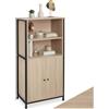 tectake® Credenza Cucina Alta Salvaspazio 60 x 38 x 125 cm, Mobile Ingresso, Cucina, Soggiorno, Sala da pranzo, Dispensa Armadio 2 ante Magnetiche, Ripiani Regolabili, Stile industriale - Legno Chiaro
