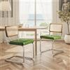 Zouron sedia da cucina in rattan, set di 2, sedie da pranzo moderne del centro secolo, schienale intrecciato in rattan, piedi in metallo, verde