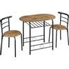 Soberine Set Tavolo Moderno con 2 Sedie per Sala da Pranzo, Set 3 Pezzi Mobili Salvaspazio da Cucina Balcone Ristorante Bar per 2 Persone in Legno e Metallo Portata Marrone Retro/90 x 53,5 x 75,5 cm