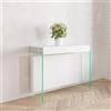 VE.CA.s.r.l. - Tavolo Consolle Allungabile Crystal - Con Porta Allunghe - In Vetro - Allungabile da 40 cm 250 cm - In Legno - Arredo Cucina Casa Design - Colore: Bianco Frassinato