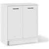 MeblePitus.pl - Cassettiera con ante - Credenza senza cassetti - Mobili per Ufficio Soggiorno 80x70x40 - Armadietto in piedi - Mobile Soggiorno con 2 Porte - Quercia Bianco