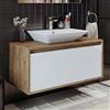 ROOMART - Mobili da bagno - Atlantic - Lavabo in ceramica con mobiletto sottostante 65 cm, 85 cm, 100 cm, - Bianco - Rovere - Antracite-Rovere - Bianco (Bianco-Rovere, 100 cm)
