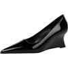 YGJKLIS Donne Punta Punta Zeppa Sandali 6CM Vernice Pelle Chiusa Tacchi Alti Ufficio Wedge Party Scarpe (39,Nero)