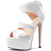 HEUIVZAR Donna Spillo Alto High Piattaforma Tacco Heel Aperte sulla Punta Cinturino alla Caviglia Cerniera Sandali Ballo Feste Dress Scarpe 15 CM Heels Giallo 37 EU
