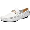 rismart Uomo Guida Auto Scivolare su Comfort Casuale Bianco Pelle Mocassini Scarpe Nero1 42 EU