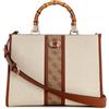 GUESS Kerima Bamboo 2 Compartment Tote Natural/Latte Logo