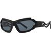 PPFVVTV Occhiali da sole vintage da donna con lenti a forma di occhio di gatto irregolari, di lusso, alla moda, unici, con gambe cave, da uomo, UV400, occhiali da sole, nero grigio, taglia unica