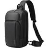 BANGE Borsa a tracolla, borsa a tracolla impermeabile con scomparto per cuscinetti, zaino a tracolla per uomo, nero, Large, Moda