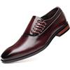 MEGXON Scarpe Cerimonia Uomo Stringate Laterali Oxford Comode Piatte in Pelle Eleganti Punta (Color : Redd, Size : 45 EU)
